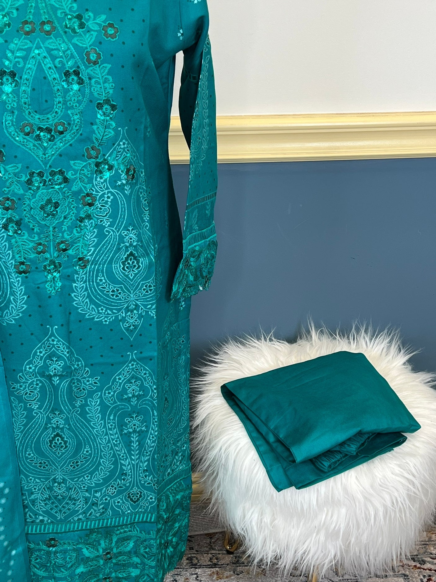 Pakistani Linen Embroidered Salwar kameez Ready To Ship