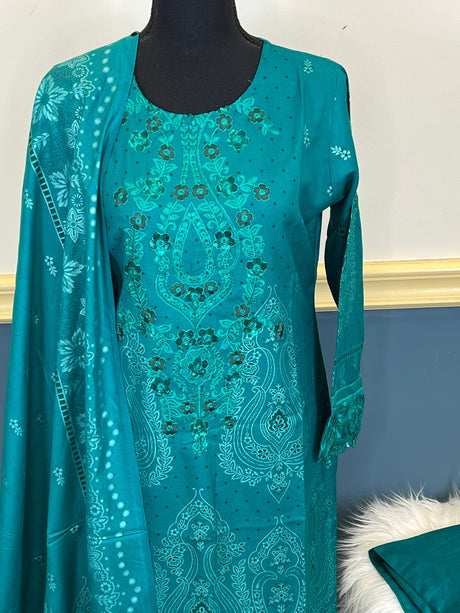 Pakistani Linen Embroidered Salwar kameez Ready To Ship