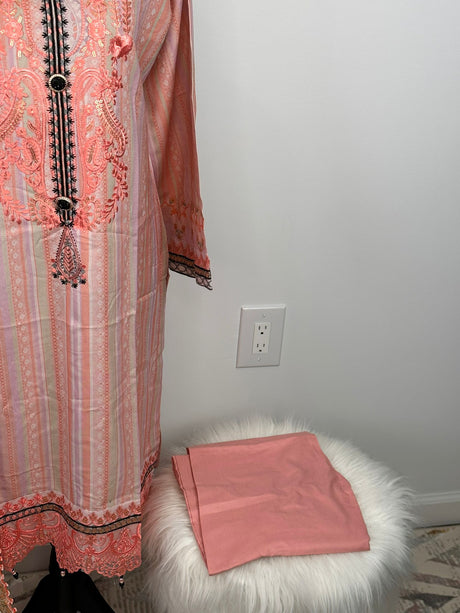 Pakistani Linen Embroidered Salwar kameez Ready To Ship
