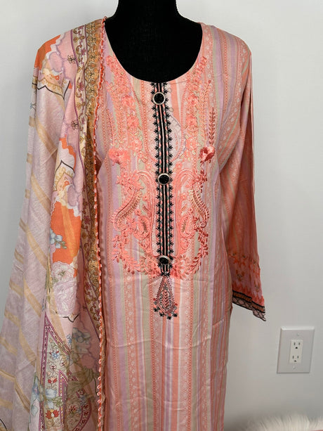 Pakistani Linen Embroidered Salwar kameez Ready To Ship
