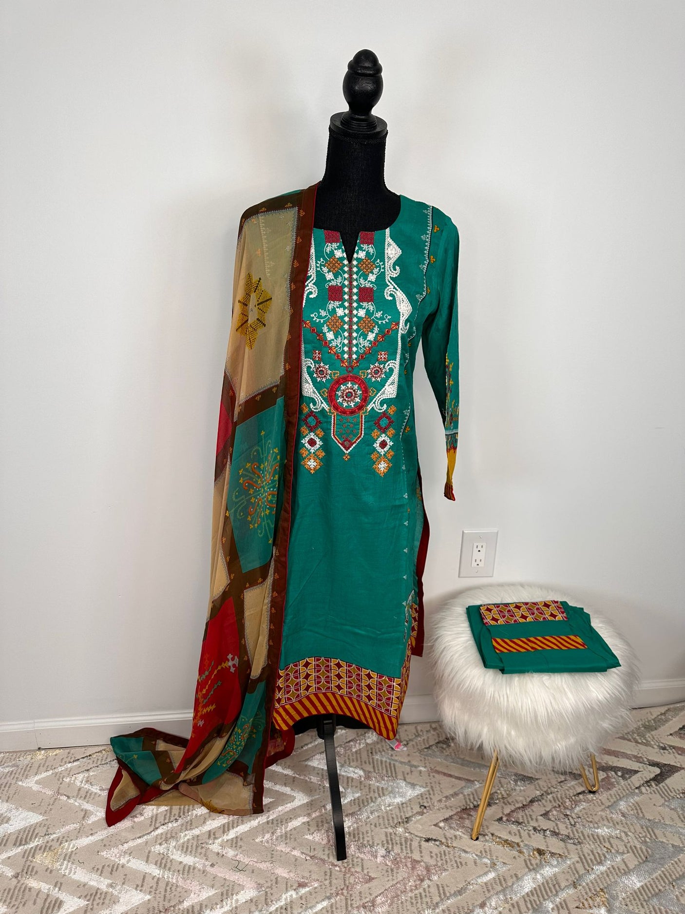 Pakistani Lawn Embroidered Salwar kameez Ready To Ship