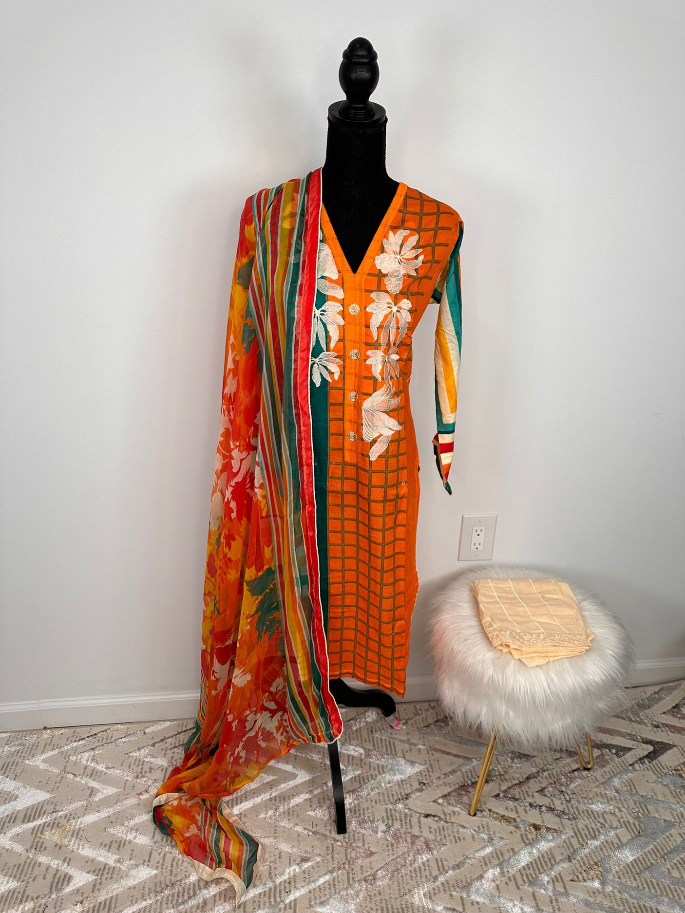 Pakistani Lawn Embroidered Salwar kameez Ready To Ship