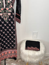 Pakistani Embroidered Lawn with chiffon dupatta ready to ship