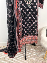 Pakistani Embroidered Lawn with chiffon dupatta ready to ship
