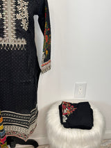 Pakistani Embroidered Lawn with chiffon dupatta ready to ship