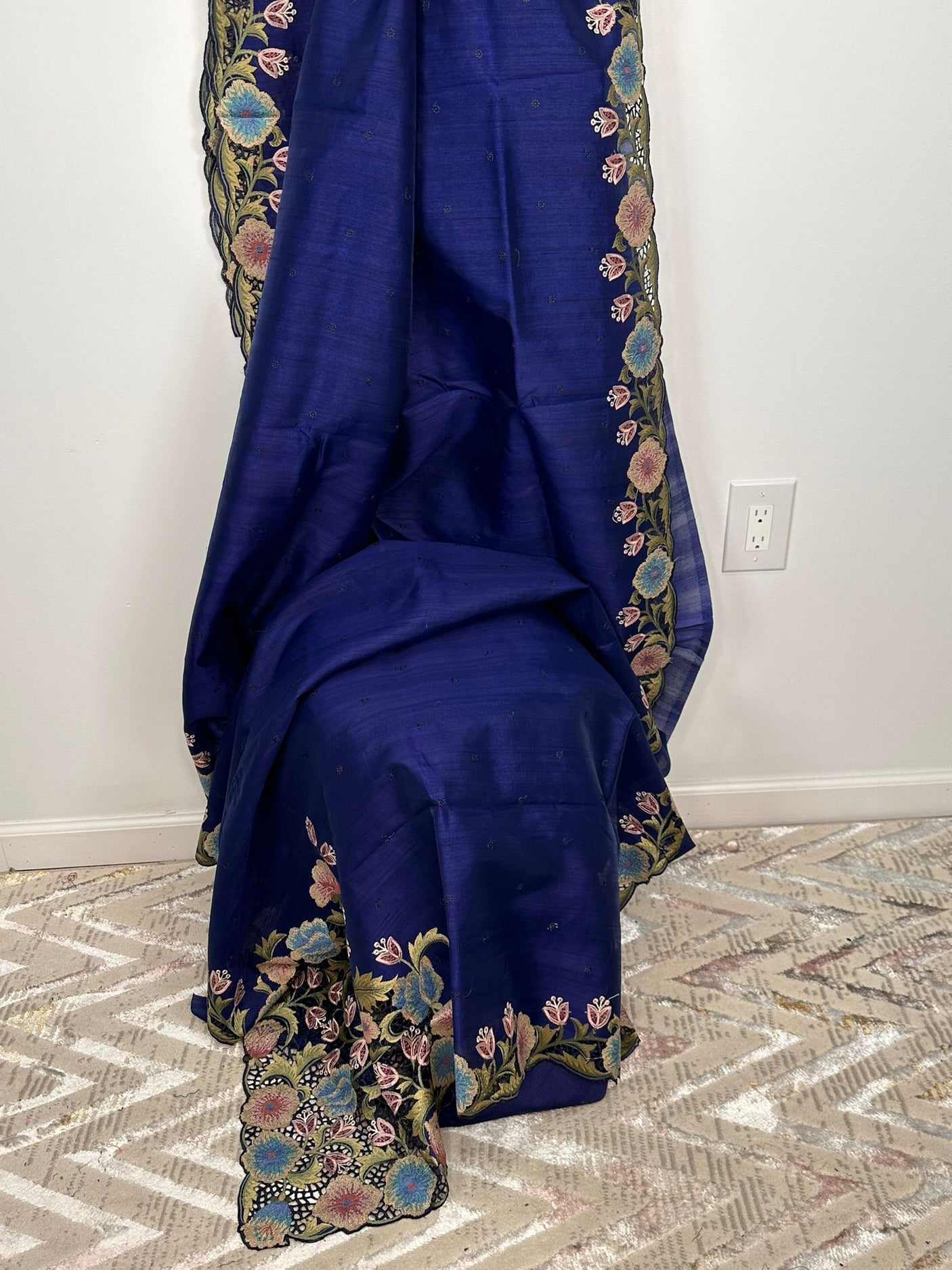 Pure silk cutwork saree with running blouse