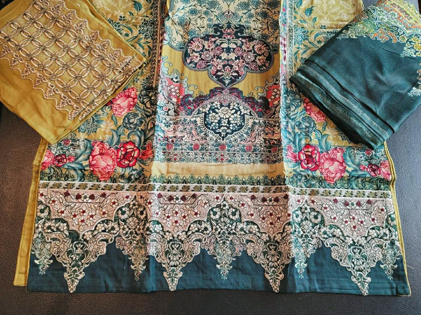 Pakistani Linen Embroidered Salwar kameez Ready To Ship