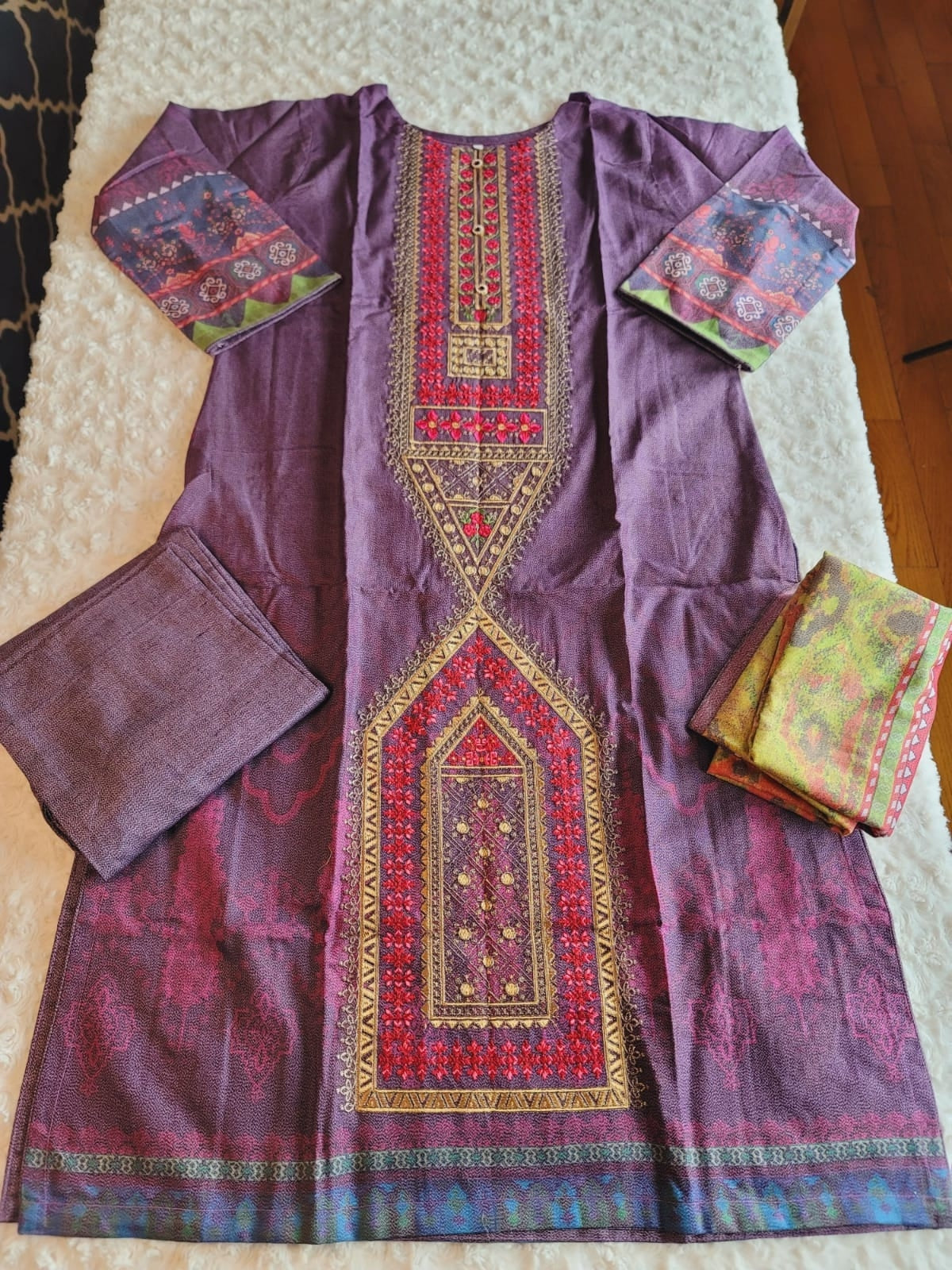 Pakistani Linen Embroidered Salwar kameez Ready To Ship