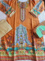 Pakistani Linen Embroidered Salwar kameez Ready To Ship