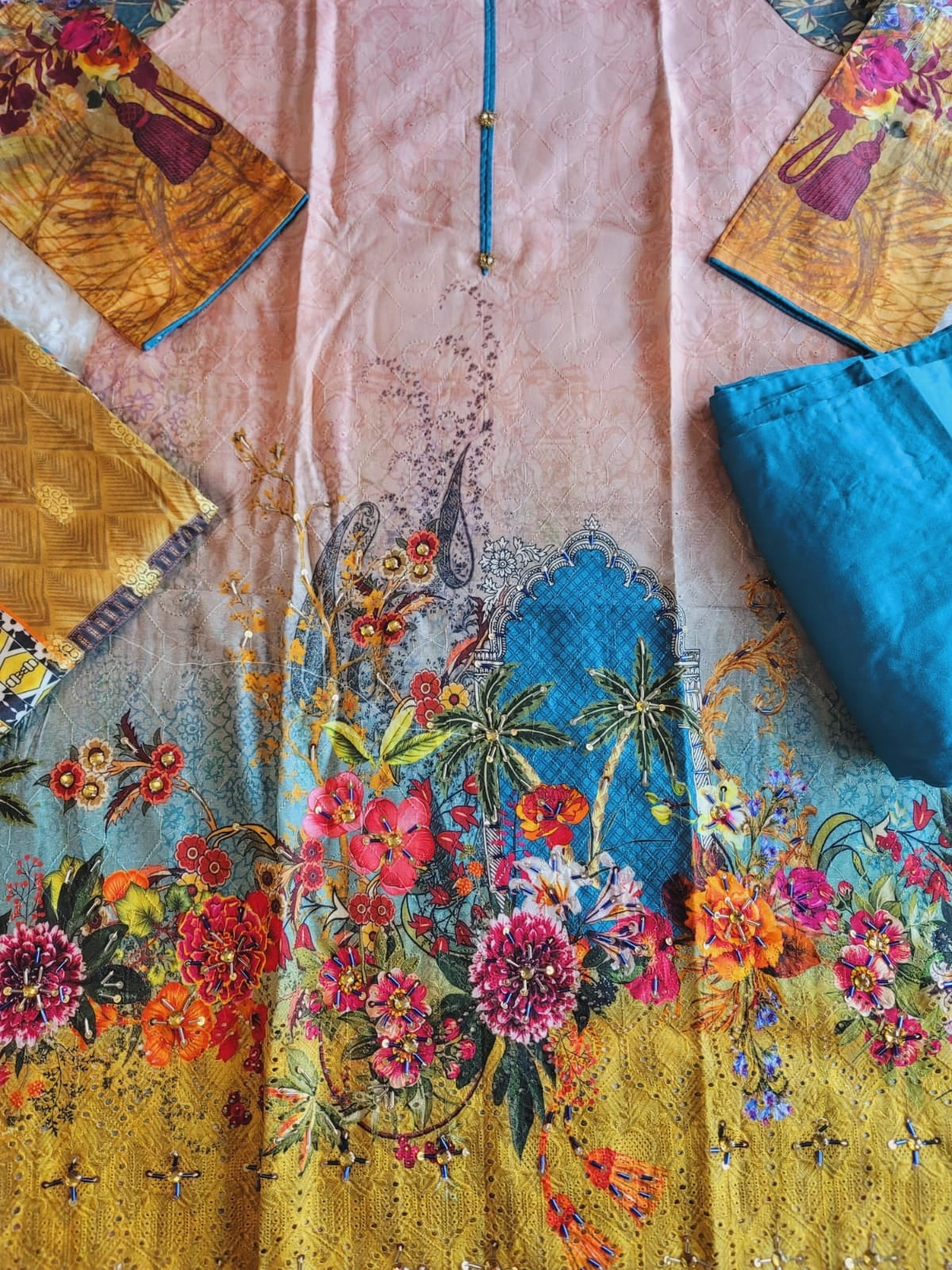 Pakistani Linen Embroidered Salwar kameez Ready To Ship