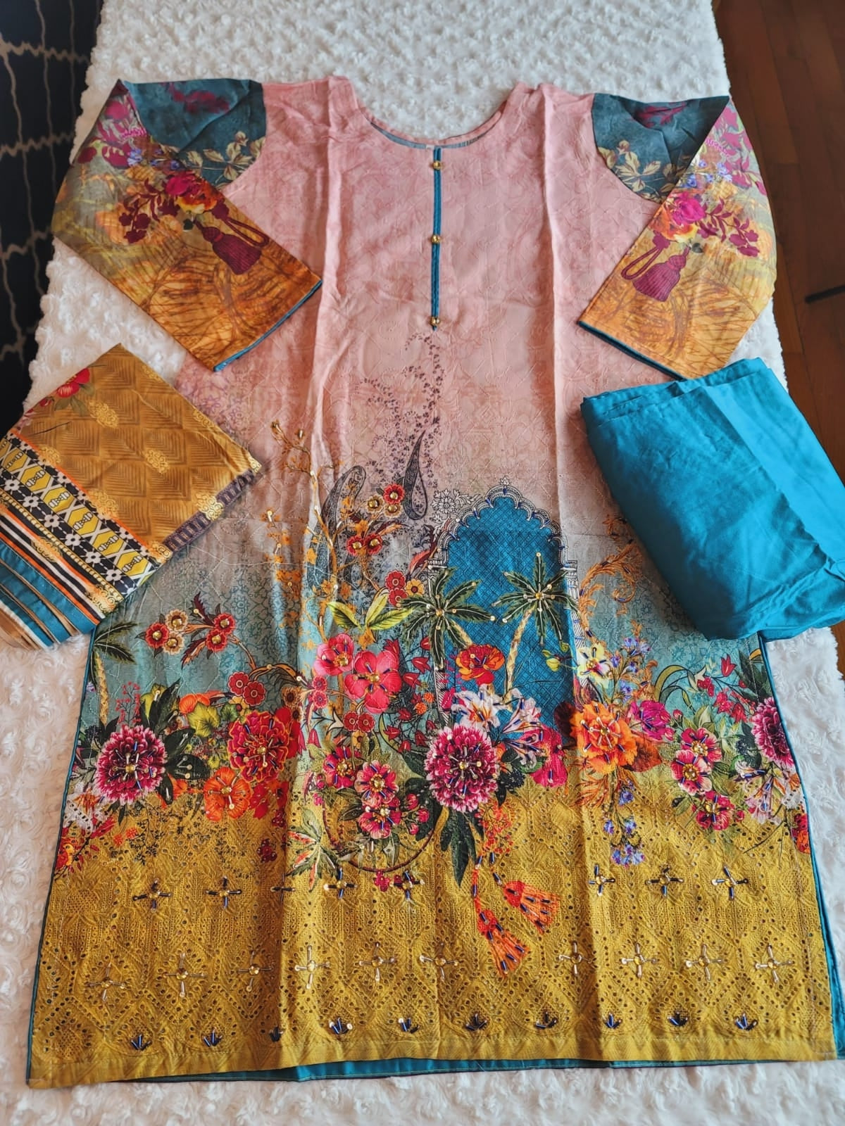 Pakistani Linen Embroidered Salwar kameez Ready To Ship