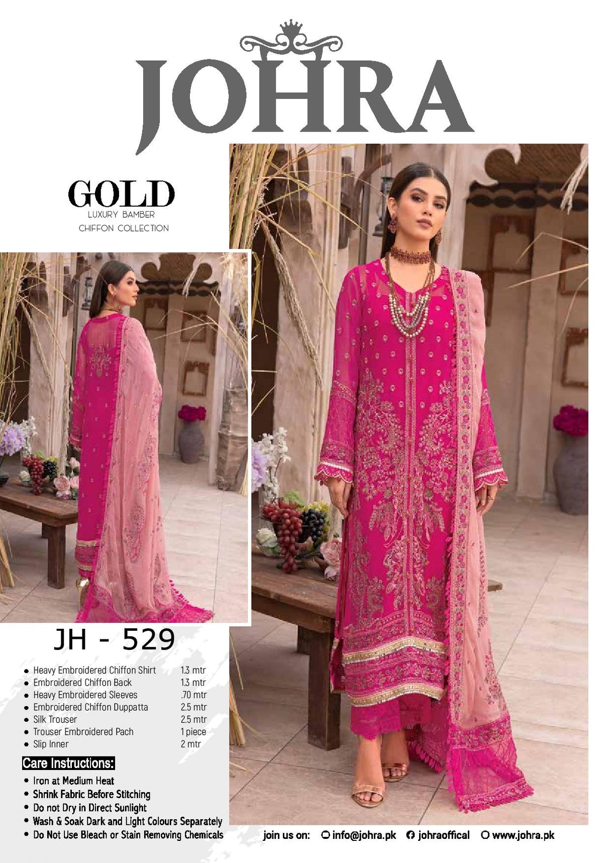 Johra Gold Luxury Chiffon Collection 100% Original