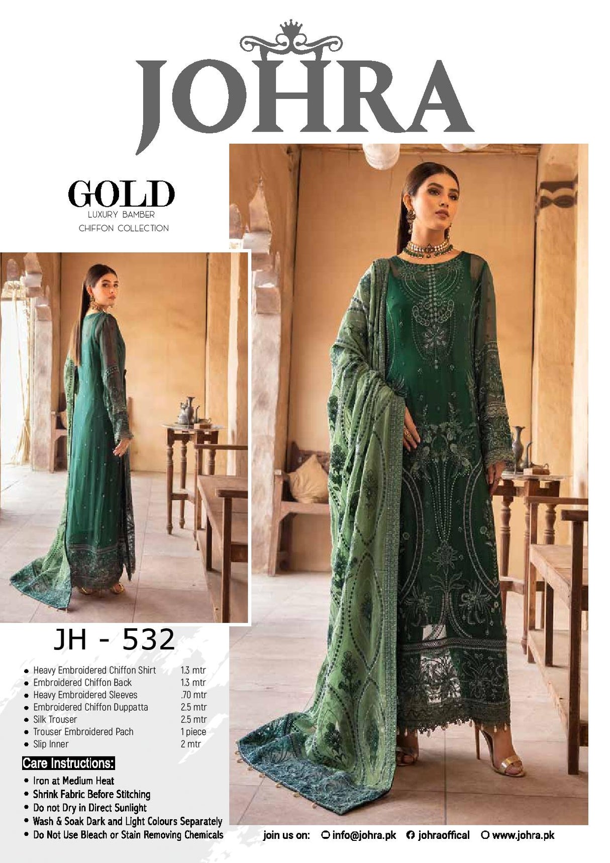 Johra Gold Luxury Chiffon Collection 100% Original