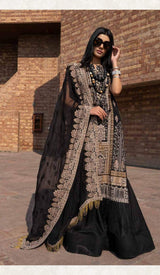 Johra Gold Embroidered Swiss Voil -100% Original Guaranteed