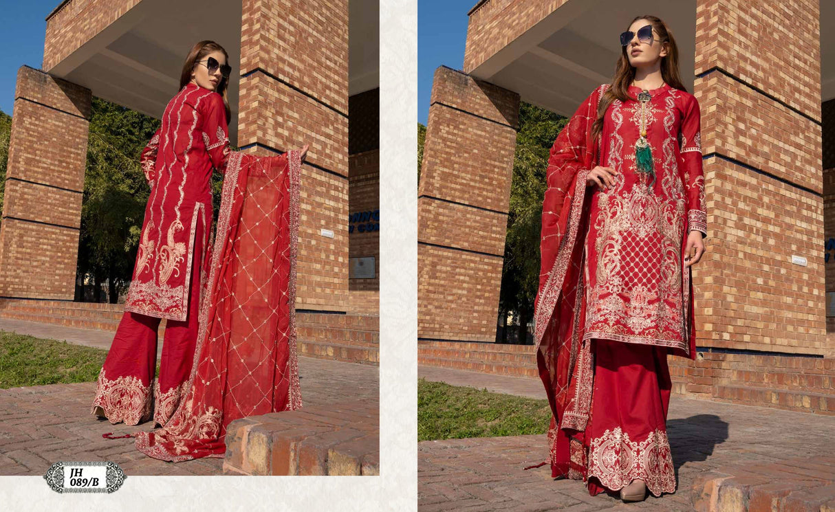 Johra Gold Embroidered Swiss Voil -100% Original Guaranteed