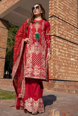 Johra Gold Embroidered Swiss Voil -100% Original Guaranteed