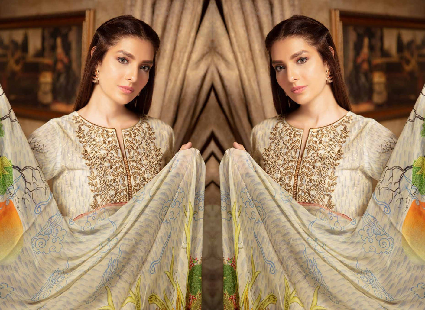 Johra Meesha Embroidered Digital Printed Lawn-100% Original Guaranteed