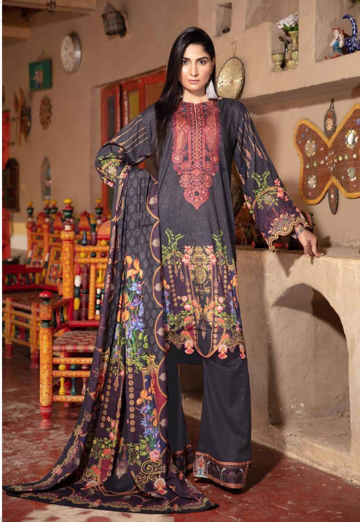 Johra Pearl Embroidered Digital Printed Lawn-100% Original Guaranteed