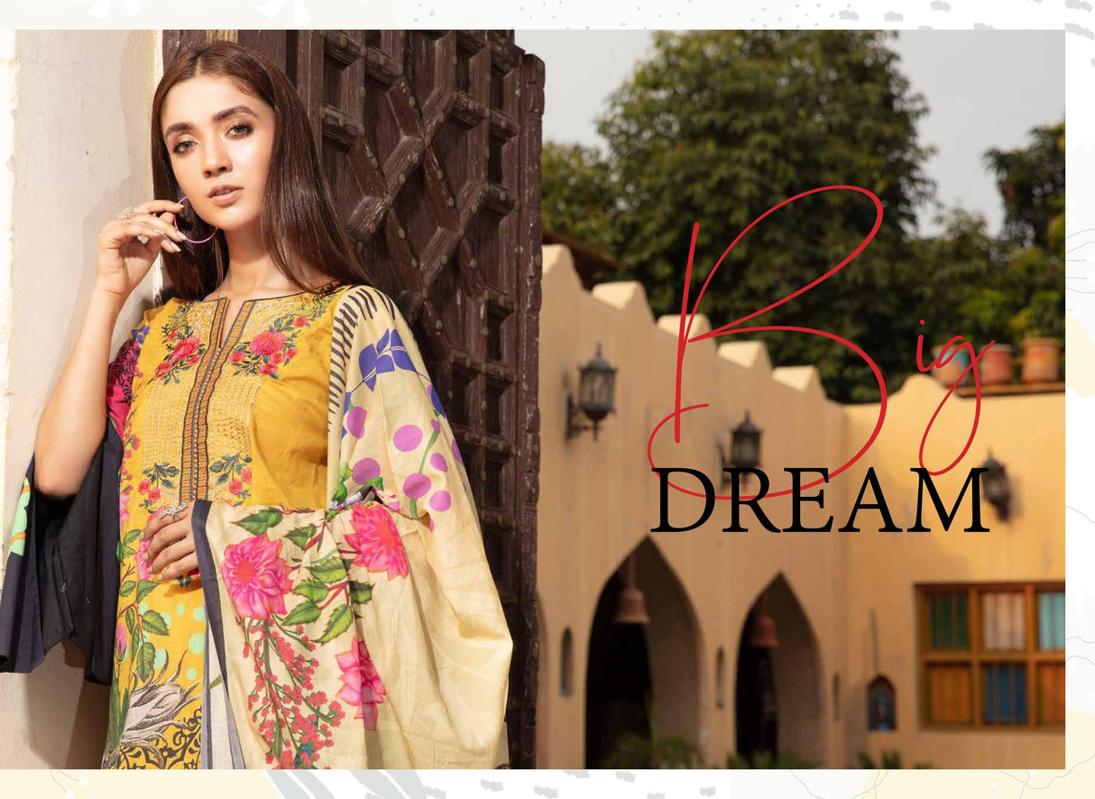 Johra Pearl Embroidered Digital Printed Lawn-100% Original Guaranteed