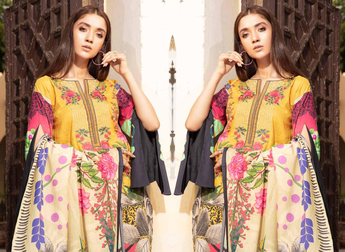 Johra Pearl Embroidered Digital Printed Lawn-100% Original Guaranteed