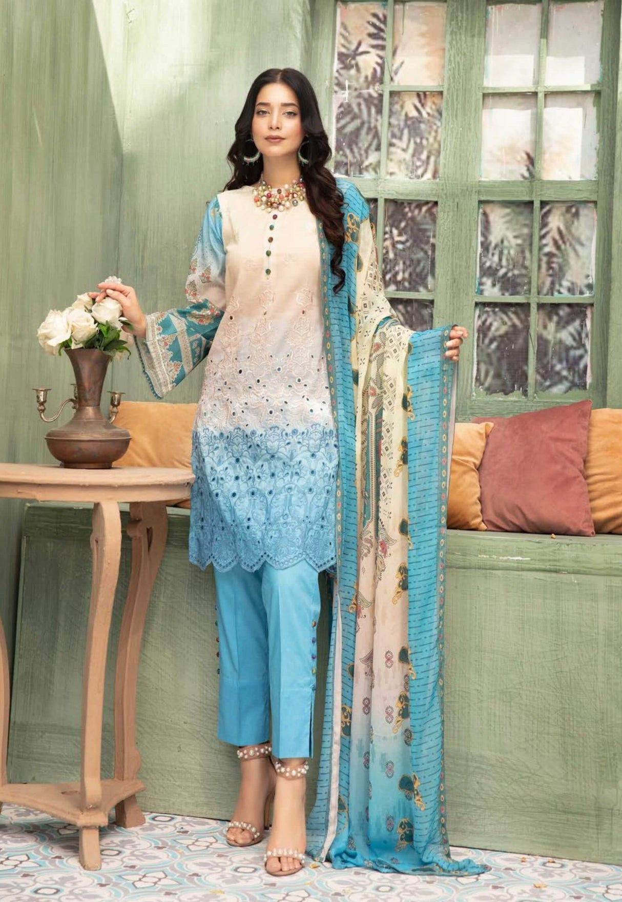 Mahees by Riaz Arts chikankari lawn 2020-100% Original Guarantee