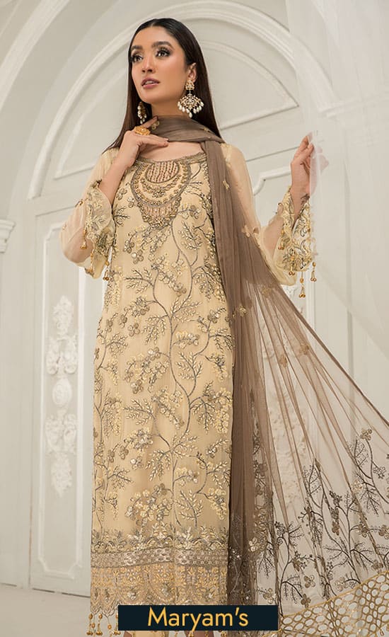 Maryam's Chiffon Embroidered Collection -100% Original Guaranteed