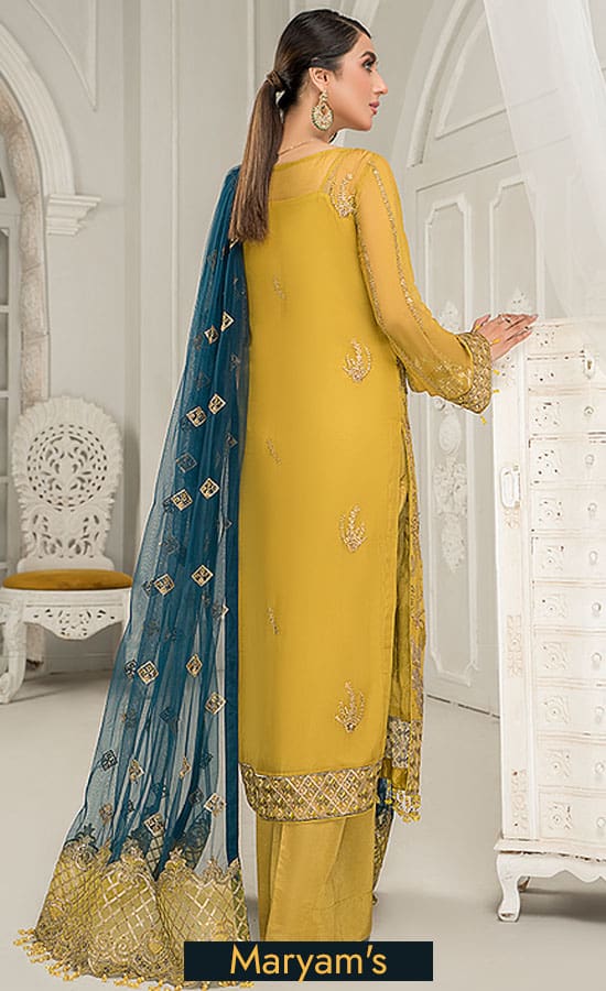 Maryam's Chiffon Embroidered Collection 2021 -100% Original Guaranteed