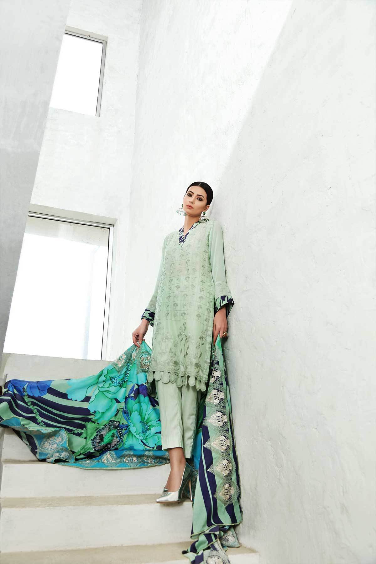Charizma Naranji Embroidered Lawn -100% Original Guaranteed