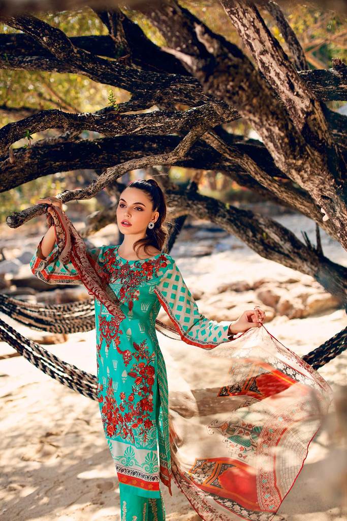 Charizma Naranji Embroidered Lawn -100% Original Guaranteed