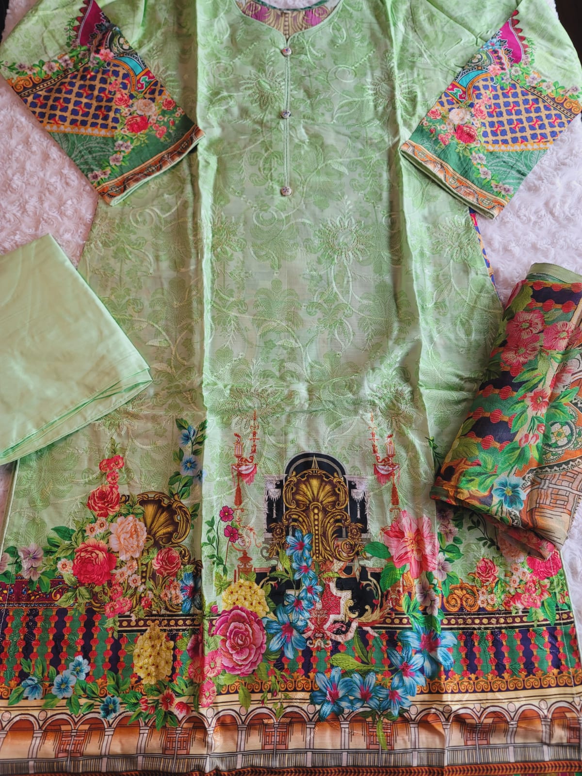 Pakistani Viscos Lawn Embroidered Salwar kameez Ready To Ship