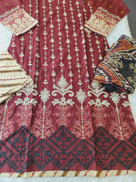 Pakistani stitched  lawn Embroidered Salwar kameez ready to ship