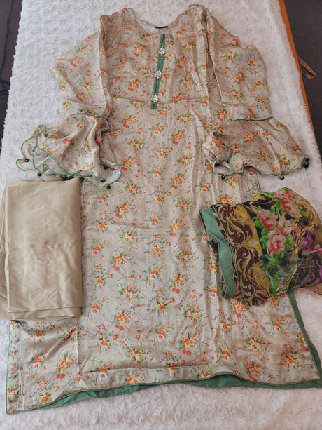 Pakistani Raw Silk Original Boutique Dress With Pure Chiffon Duppata Collection 2021 -100% Original Guaranteed