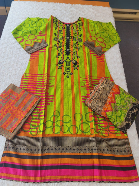 Pakistani Stitched lawn Embroidered Salwar kameez ready to ship