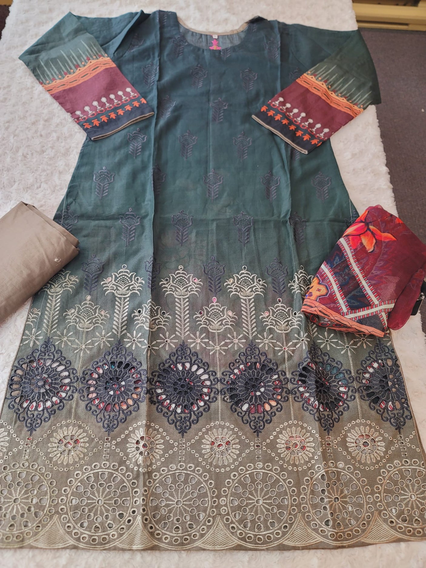 Pakistani Stitched lawn Embroidered Salwar kameez ready to ship