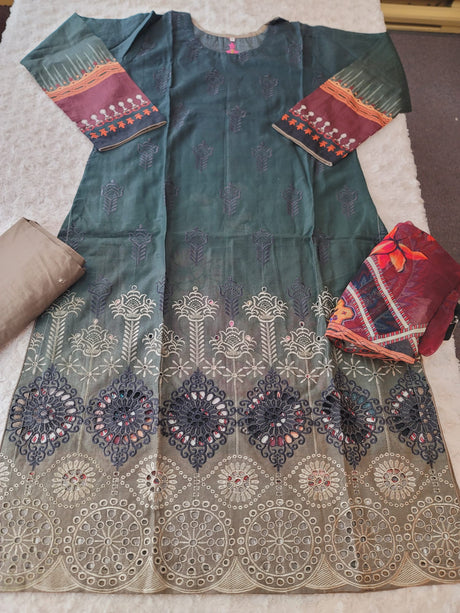 Pakistani Stitched lawn Embroidered Salwar kameez ready to ship