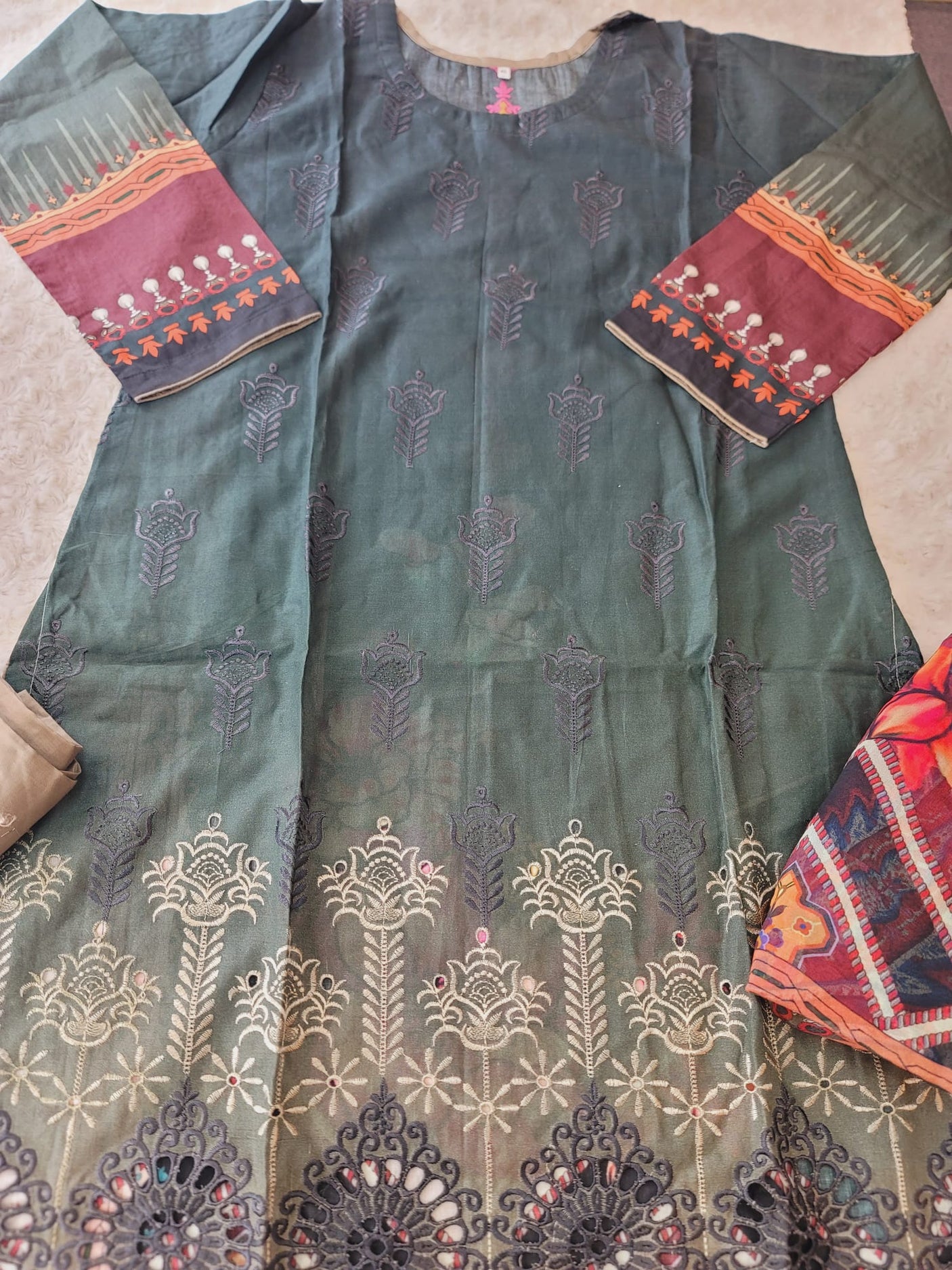 Pakistani Stitched lawn Embroidered Salwar kameez ready to ship