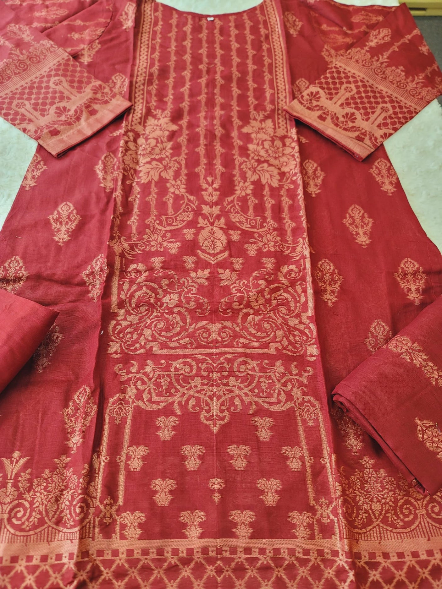 Pakistani Stitched Jacquard lawn Embroidered Salwar kameez ready to ship