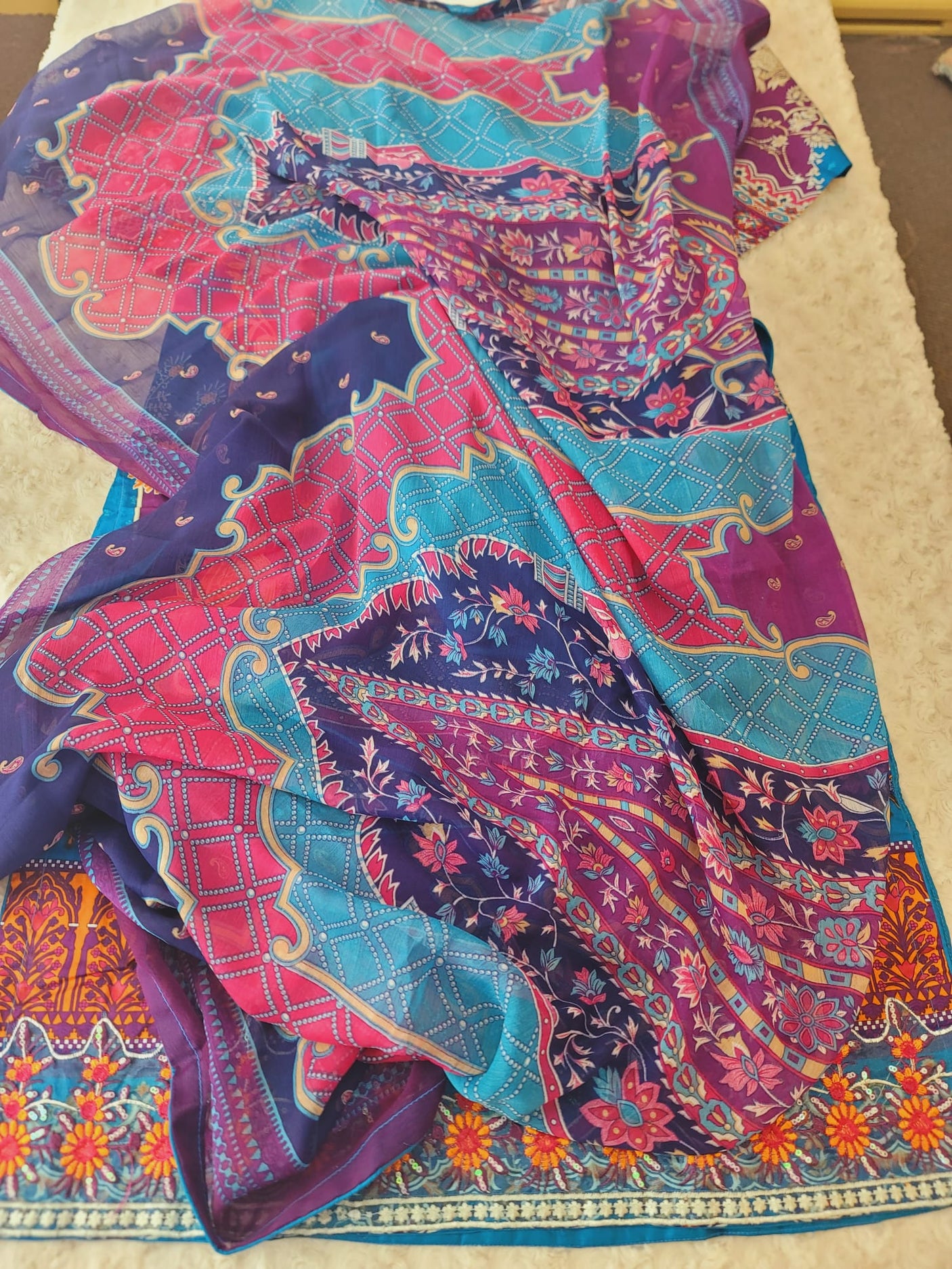 Pakistani Stitched lawn Embroidered Salwar kameez ready to ship