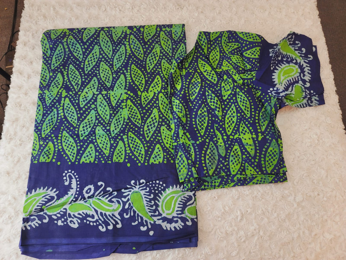 Cotton batik saree with stiched blouse