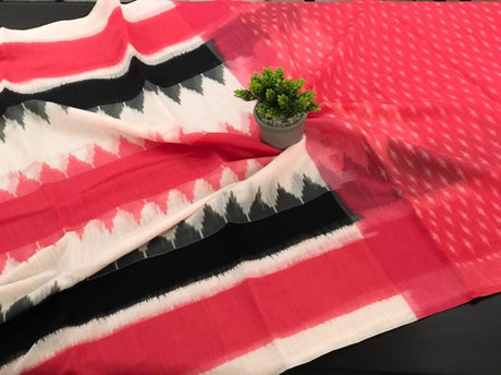 Soft Slub Cotton With ikkat prints (With running lkkat print blouse pc)