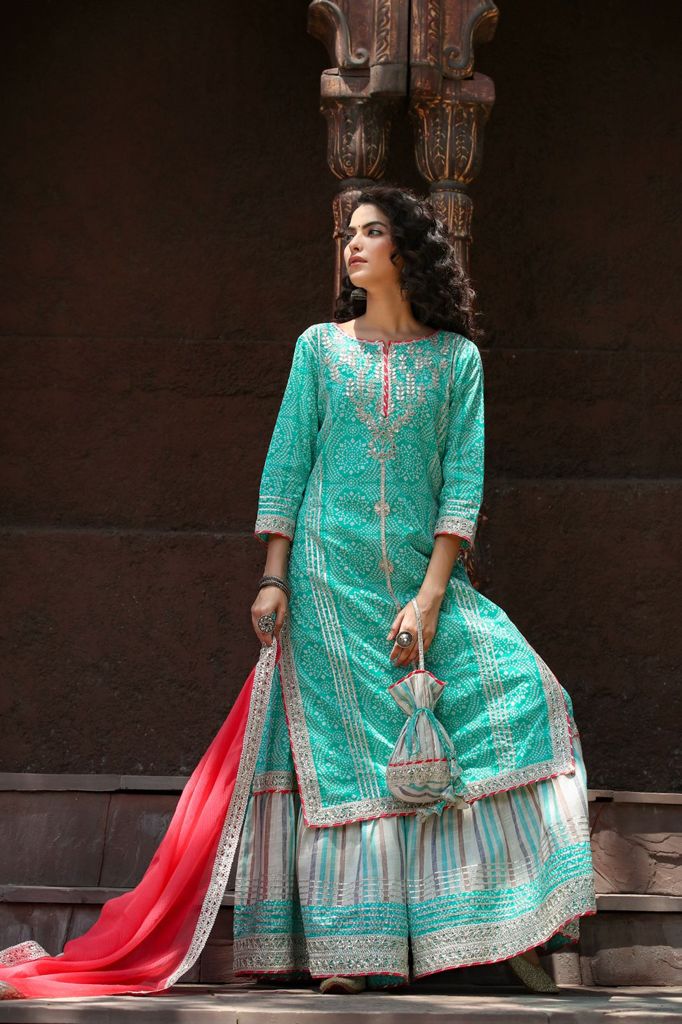 Original Indian boutique collection.with gharara pant and potli bag