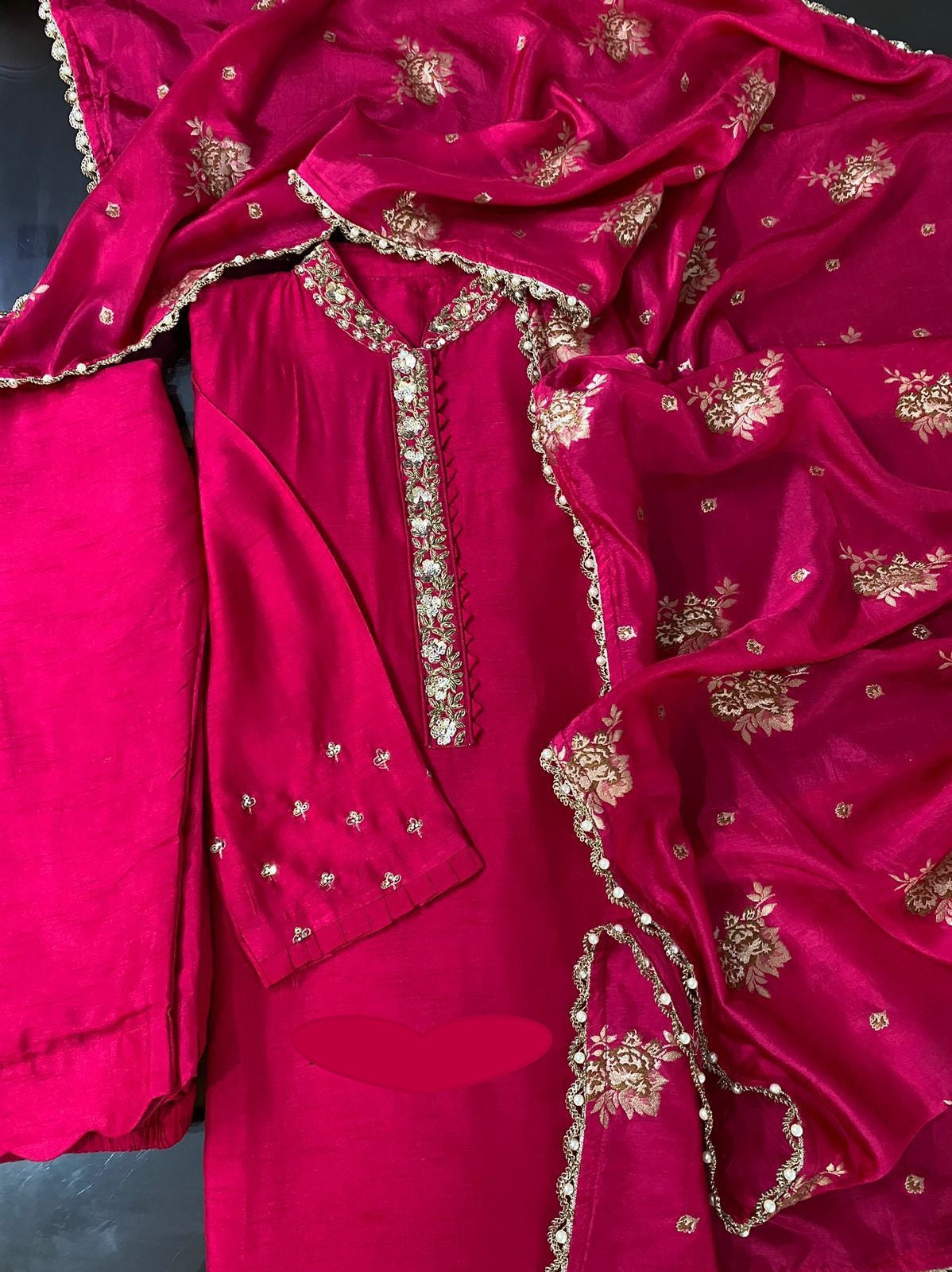 Pure Dola Silk Ready To Wear kurta with Attached Lining And Beautiful Zardozi Hand Work