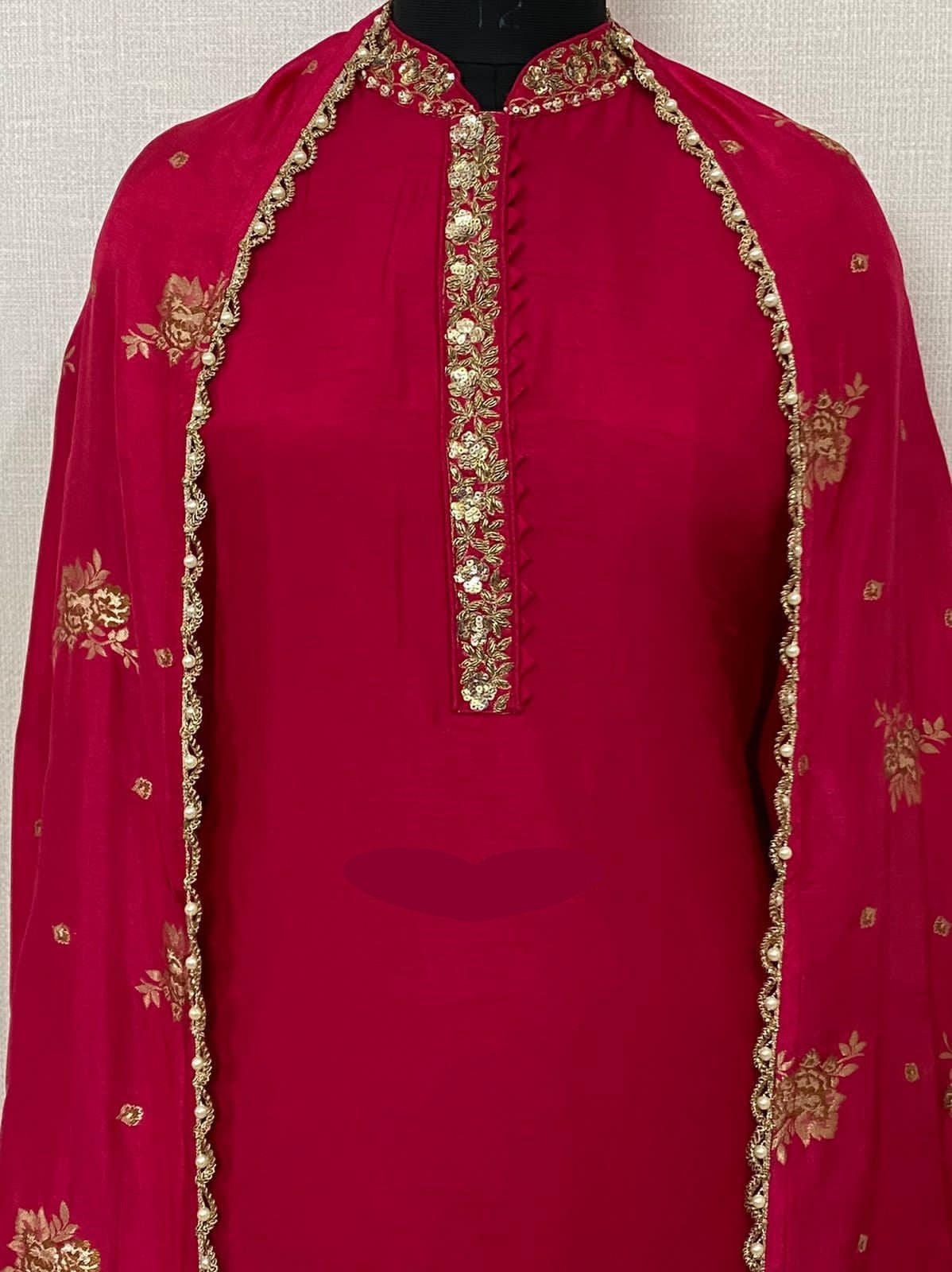 Pure Dola Silk Ready To Wear kurta with Attached Lining And Beautiful Zardozi Hand Work