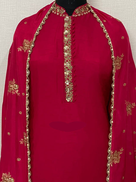 Pure Dola Silk Ready To Wear kurta with Attached Lining And Beautiful Zardozi Hand Work
