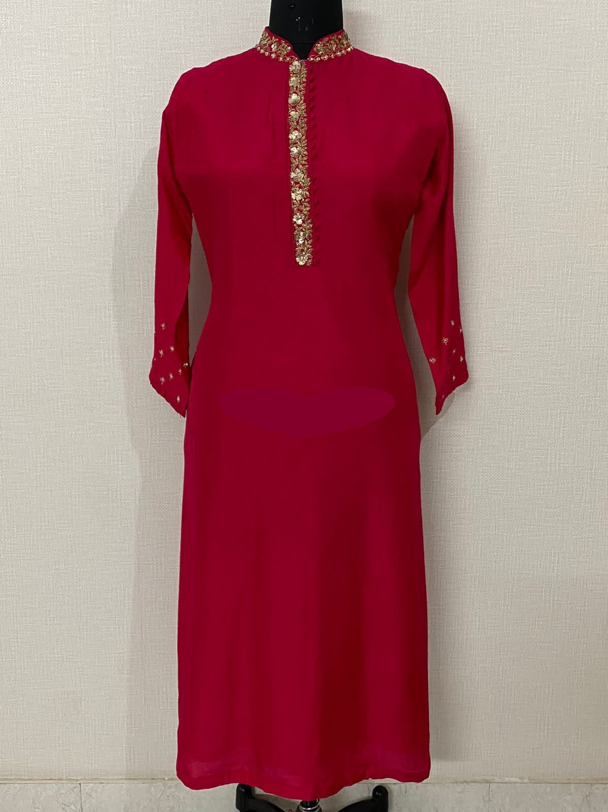 Pure Dola Silk Ready To Wear kurta with Attached Lining And Beautiful Zardozi Hand Work