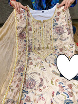 Premium maslin kurti with heavy detailing of gota & lace