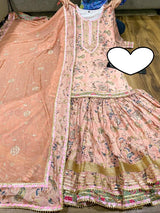 Premium maslin kurti with heavy detailing of gota & lace