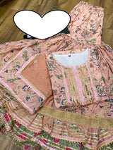 Premium maslin kurti with heavy detailing of gota & lace