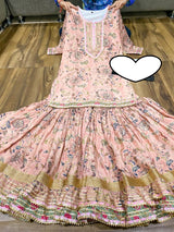 Premium maslin kurti with heavy detailing of gota & lace