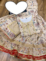 Premium maslin kurti with heavy detailing of gota & lace